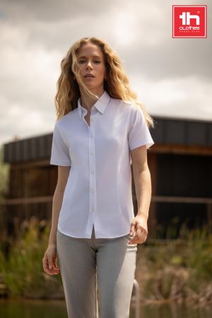 damska koszula z bawełny oksfordzkiej na krótki rękaw LONDON WOMEN